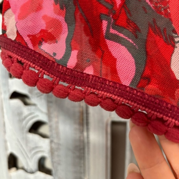 Maaji Red Mesh Semi Sheer Horse Cheeky Swim Cover Shorts NWOT - Picture 5 of 9